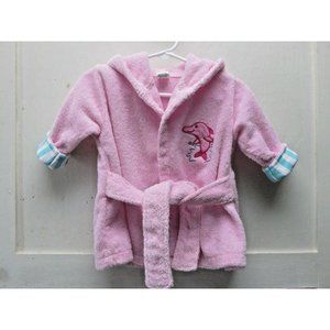 Luvable Friends Baby Girls Hooded Bathrobe Pink 0-9 months Dolphin Fish